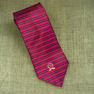 Tommy Hilfiger Vintage Men's Neck Tie Red and Navy Stripe with Emblem 100% Silk